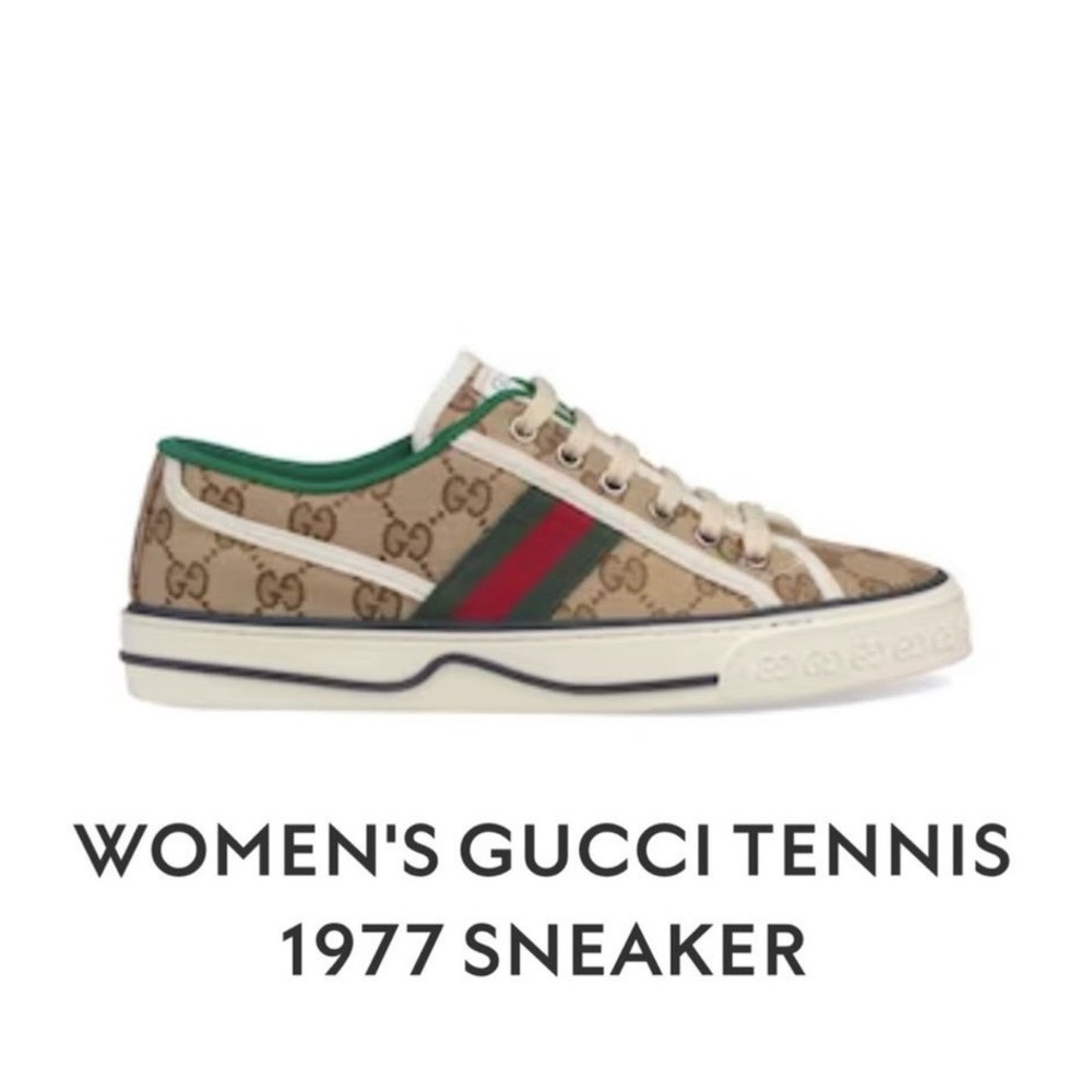 Gucci Women's Tennis 1977 Sneaker - Beige and Green - Picture 1 of 7